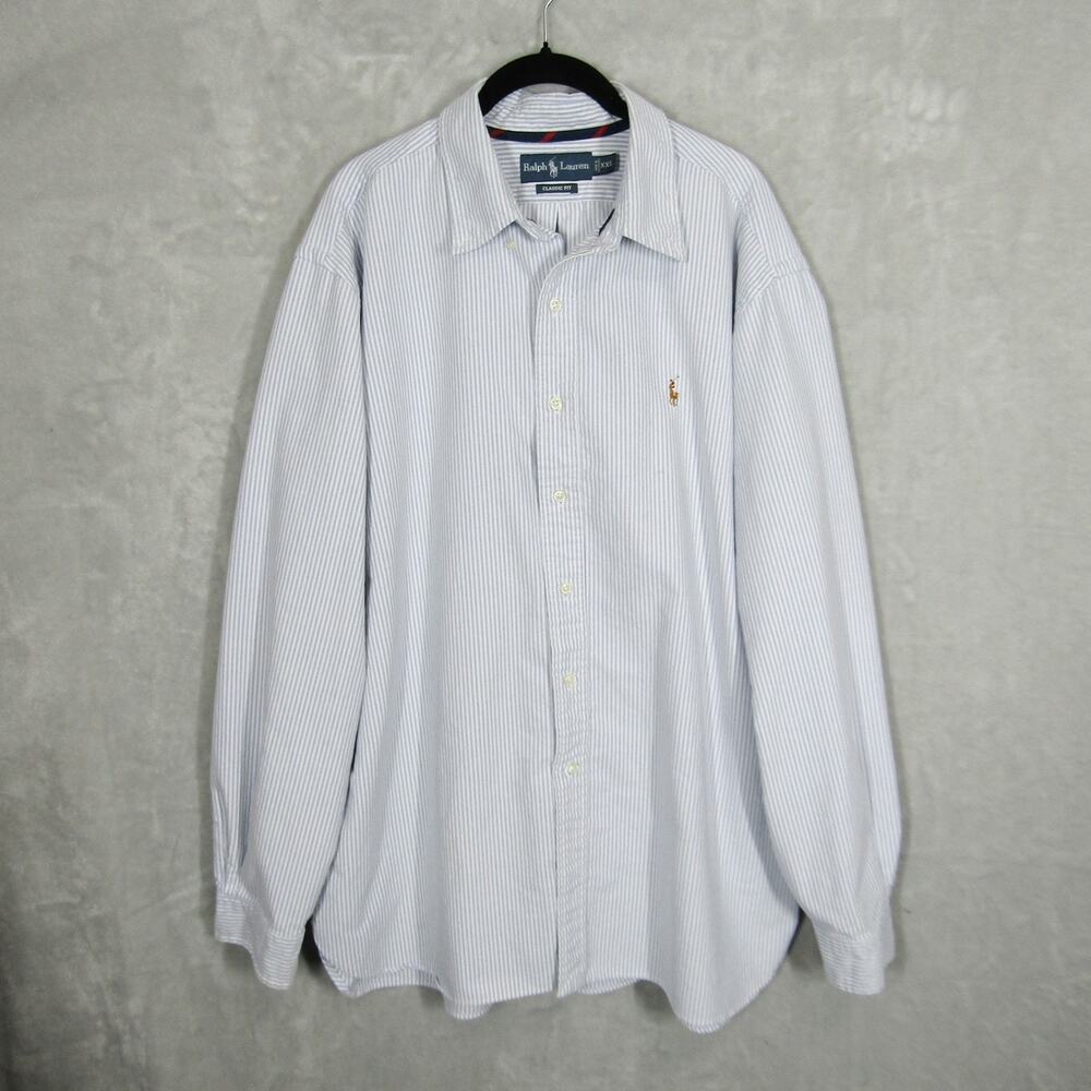 Ralph Lauren Blue and White Striped Dress Shirt